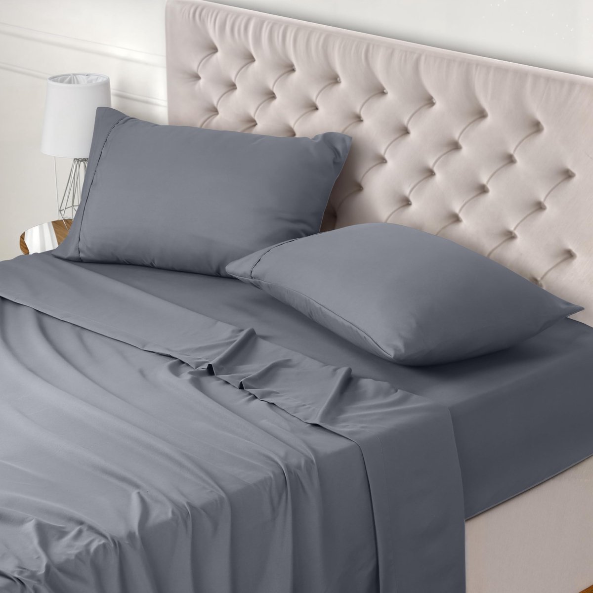 Ibenzoa® Beddengoedset van Geborsteld Microvezel voor Tweepersoonsbed met Hoeslaken en Kussenslopen