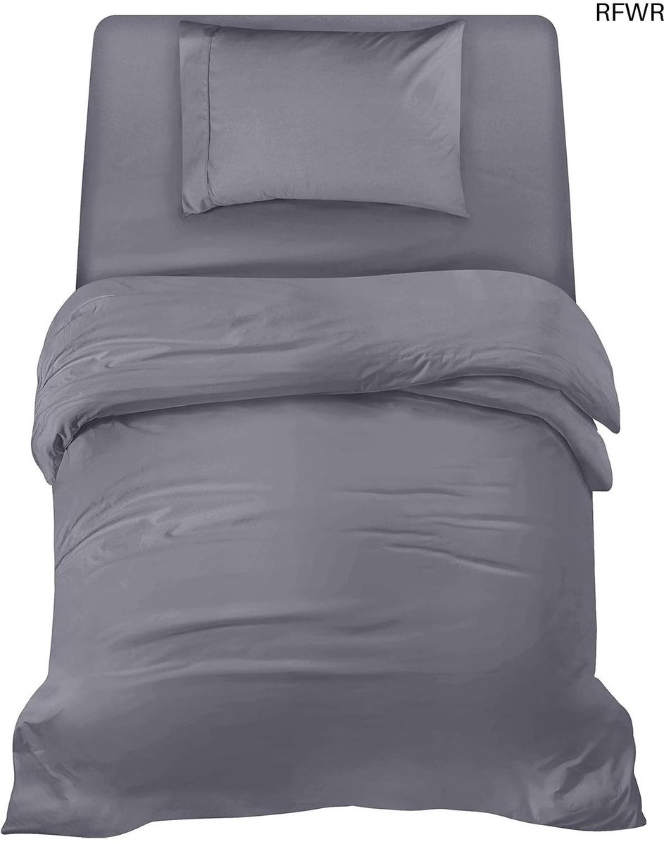 RFWR Beddengoed Set - Microvezel Dekbedovertrek, Hoeslaken en Kussensloop - Grijs 135x200cm, 90x190cm