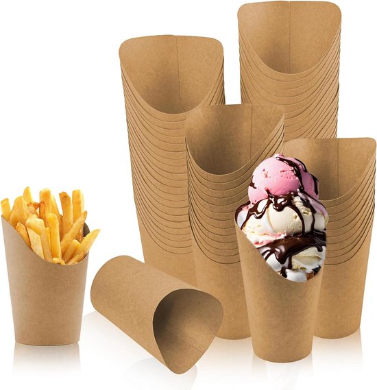 ASTARON 30 Charcuterie-Einwegbecher mit Stäbchen, Pommes-Frites-Halter, Snackbecher für