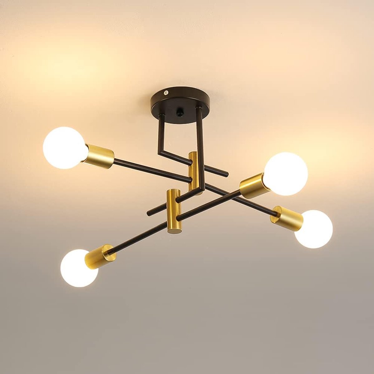 Vintage plafondlamp, industriële plafondlamp E27 diameter 70 cm voor slaapkamer, keuken, gang, moderne LED-kroonluchters 4 lampen (lampen niet inbegrepen)