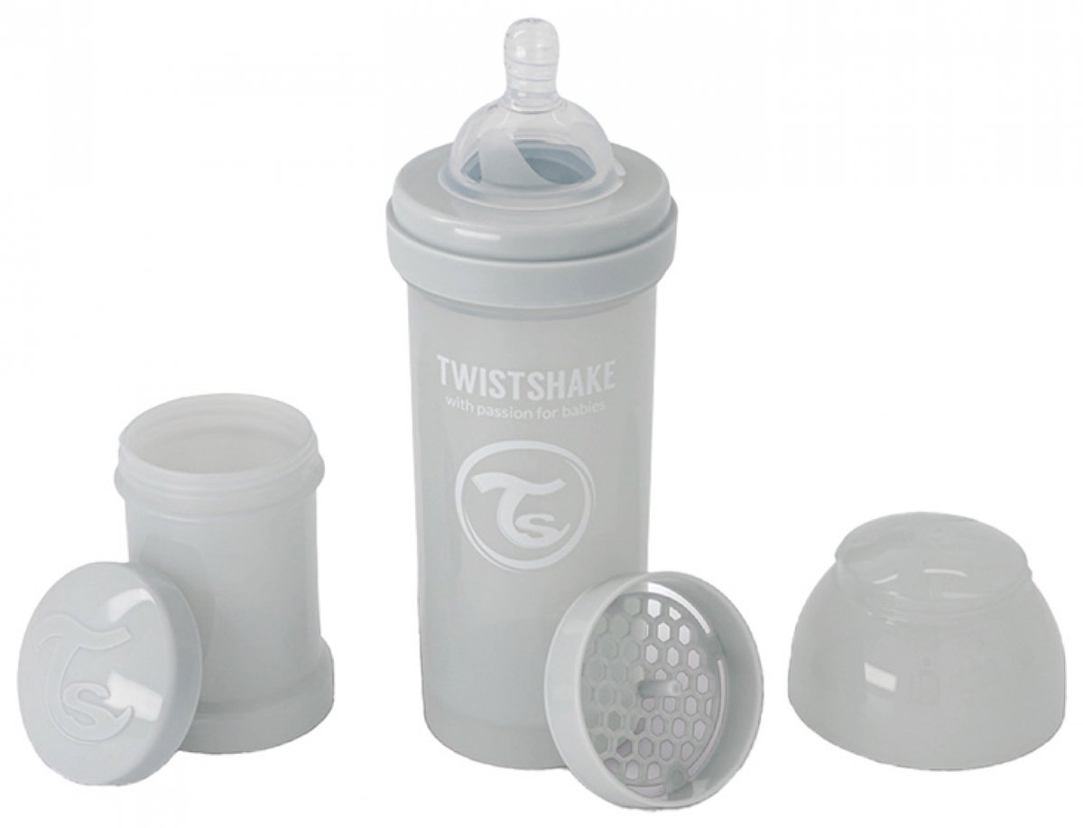 Twistshake Anti-Kolvenfles Limited Edition M 260 ml 2 Maanden en Ouder (Kleur : Grijs)