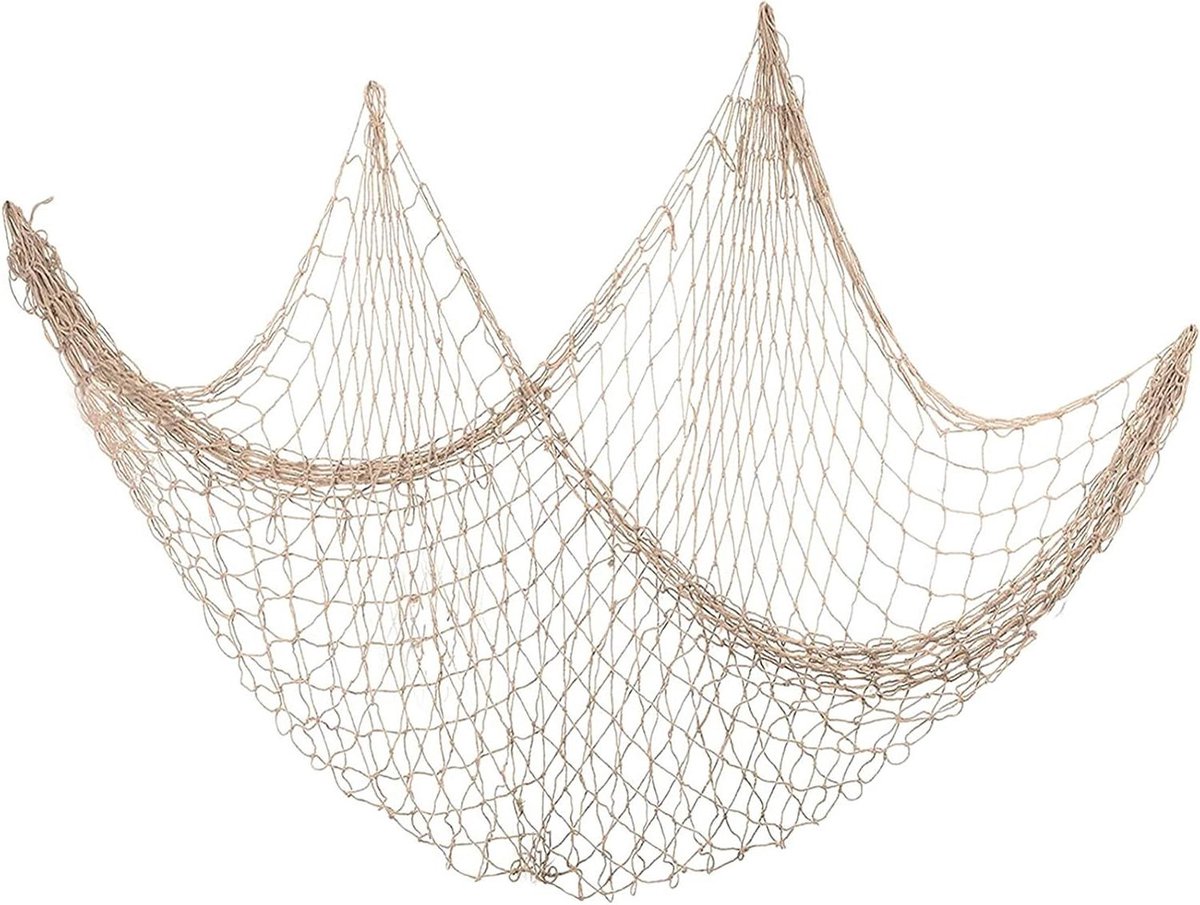 Decoratief visnet Mediterrane stijl maritieme decoratie voor woonkamer - 100 x 200 cm - wanddecoratie met visnet om op te hangen