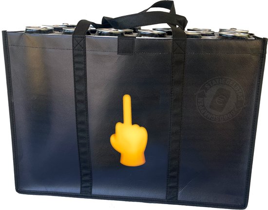 Middle finger – Statiegeldtas – boodschappentas met een leuke emoji – met handig klittebandsysteem