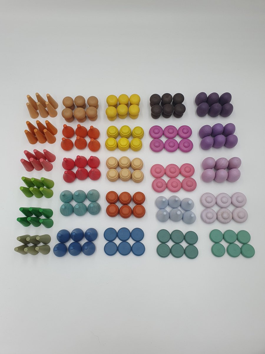 Houten mandela figuren - Loose parts - 162 stuks - Open einde speelgoed - Educatief montessori speelgoed - Grapat en Grimms style
