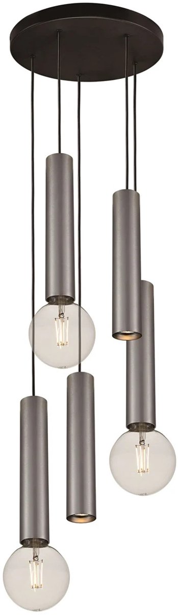 Fantasia Taboros hanglamp 5-lichts zwart/geborsteld staal