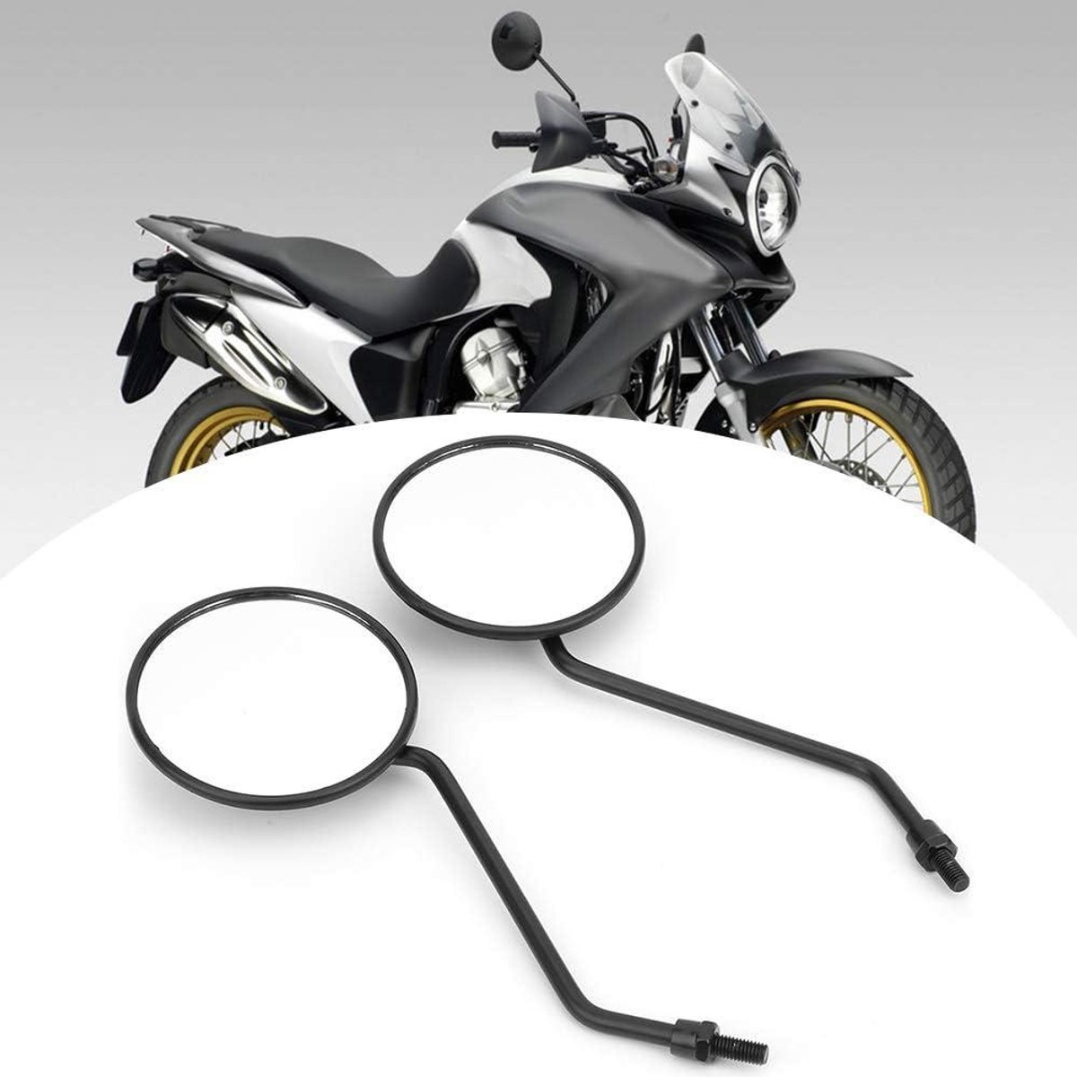 Allecto Plus - Universele Motorfiets Achteruitkijkspiegels 2 Stuks - Ronde Zijspiegels voor Motorfiets Scooter E-bike - 8 mm / 03 inch - Verbeterde Zicht
