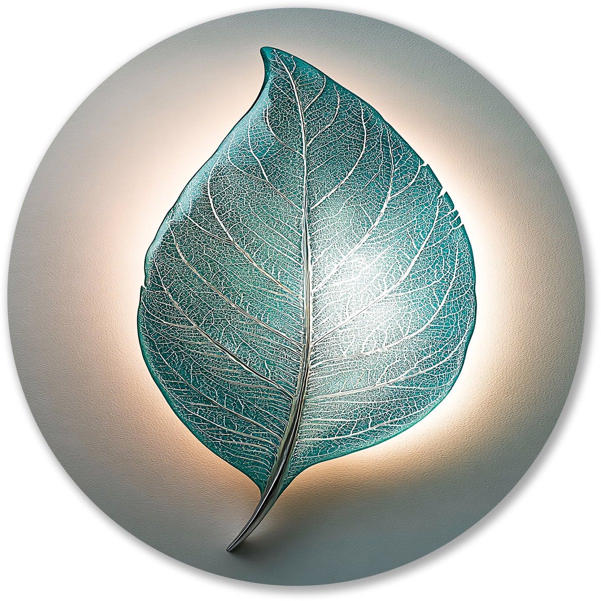 Sfeervolle wandlamp in bladvorm - Blad wandcirkel - Wandobject rond planten - Art Nouveau 