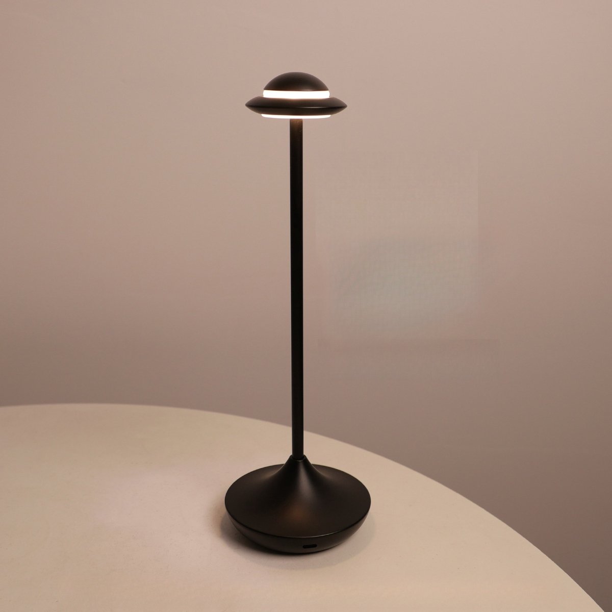 CHIWIN Dimbare LED Tafellamp UFO Design – Draadloos Oplaadbaar – 3 Lichtkleuren – Touchbediening – Warmwit – Volledig Aluminium – USB – Sfeerlamp voor Woonkamer, Slaapkamer, Restaurant, Bar – 30.5cm