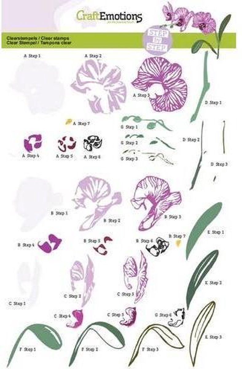 CraftEmotions Step stempel A5 - orchidee