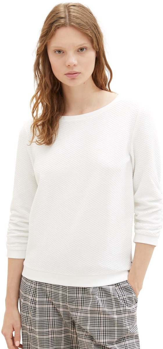 Tom Tailor Denim - Sweatshirt met plooien - Maat S - off white
