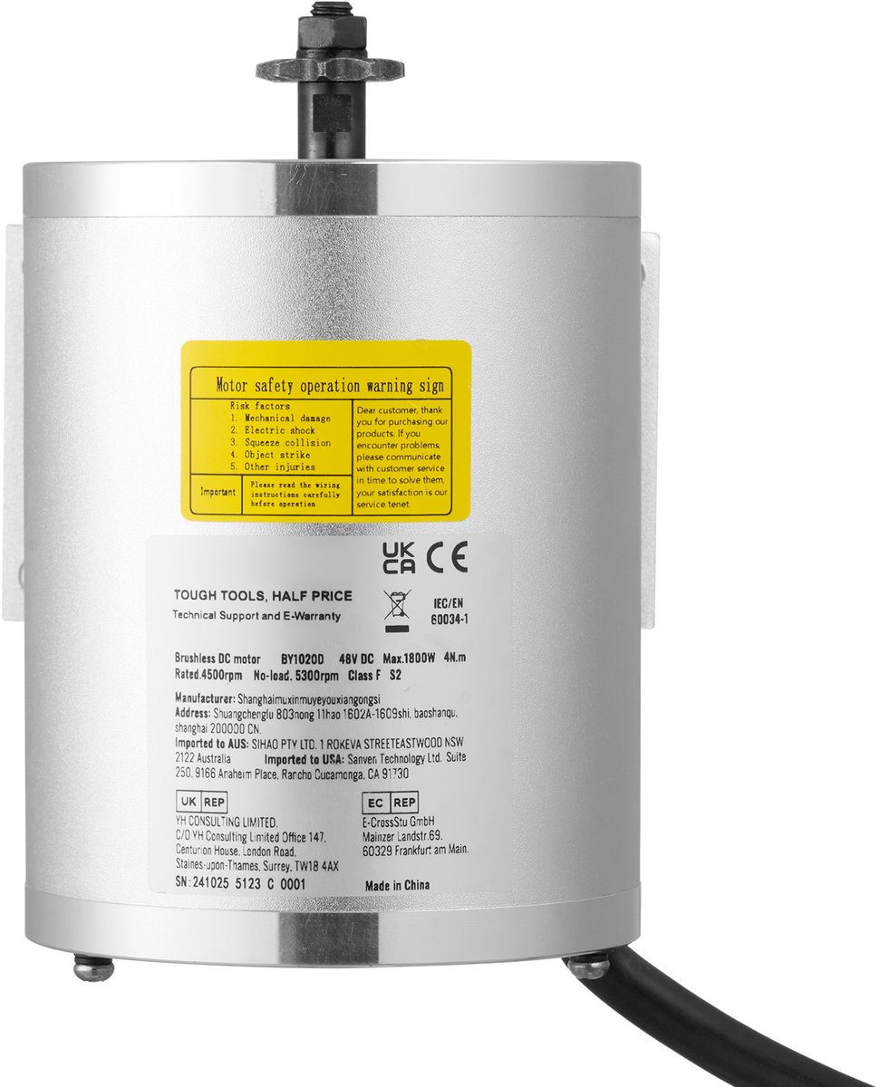 Elektrische Motor Kit, 1800W 48V 4500 T/Min Borsteloze DC Motor - Met Snelheidsregelaar en Gashandvat - Geschikt voor Go-Karts, E-Bikes en Scooters