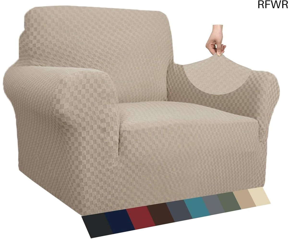 RFWR Jacquard Stoelhoes voor Woonkamer - Super Stretch Antislip Bankbeschermer Kaki