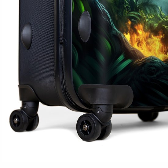 NoBoringSuitcases.com® - Grande valise - Valise de voyage légère - Dinosaurus et dragon dans une vallée de jungle enflammée - Trolley à 4 roues - Grand trolley XL - 98 litres de bagages