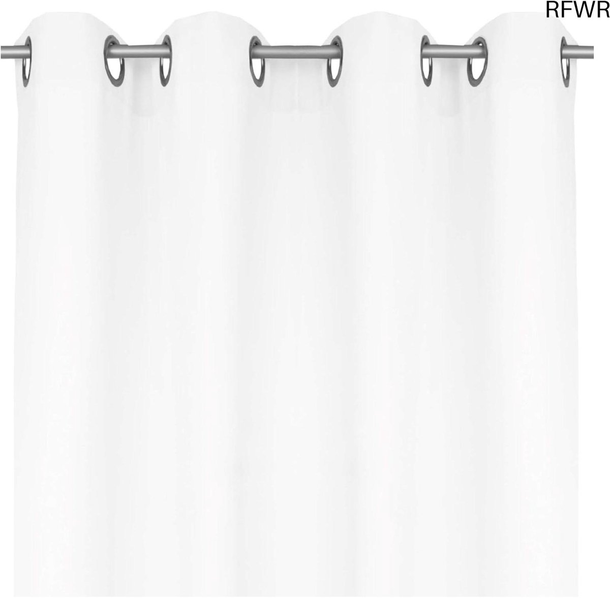 RFWR® Kant-en-klaar ondoorzichtig gordijn met ophangoogjes, 140 x 175 cm, wit