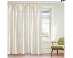 RFWR® Transparante Vitragegordijnen voor Woonkamer en Slaapkamer - Lichtbeige Voile Linnen Gordijnen 300x220 cm