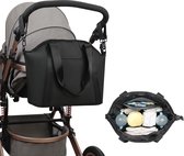 Luiertas Tote - Waterdichte Opbergtas - Luiertas voor Kinderwagen - Organizer voor Reisbenodigdheden voor Baby's - Luiertas van PU Leer met Isolatie - Zwart