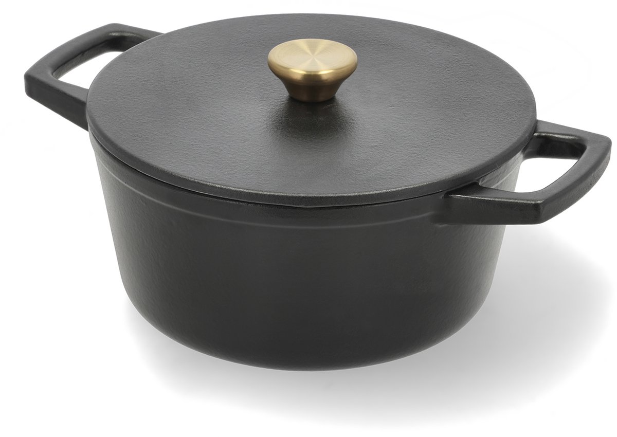 HOLM Gietijzeren pan Dia 22,5 x 11 cm 3,6 liter Zwart