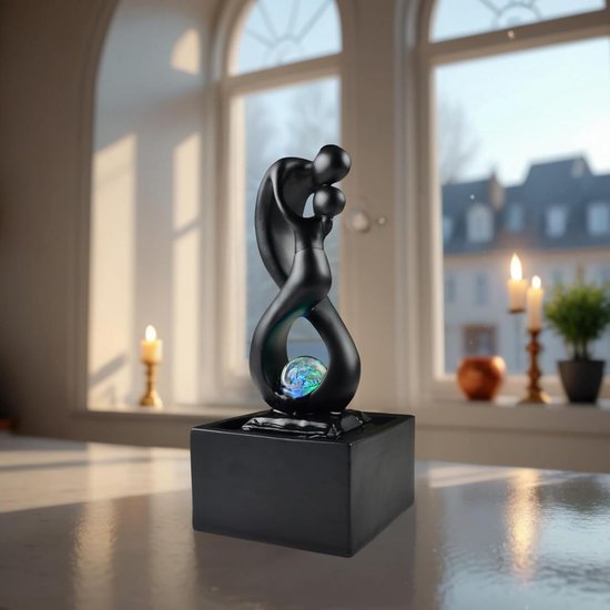 Amor Waterornament - Fontein met Draaiende Glazen Bal en Verlichting