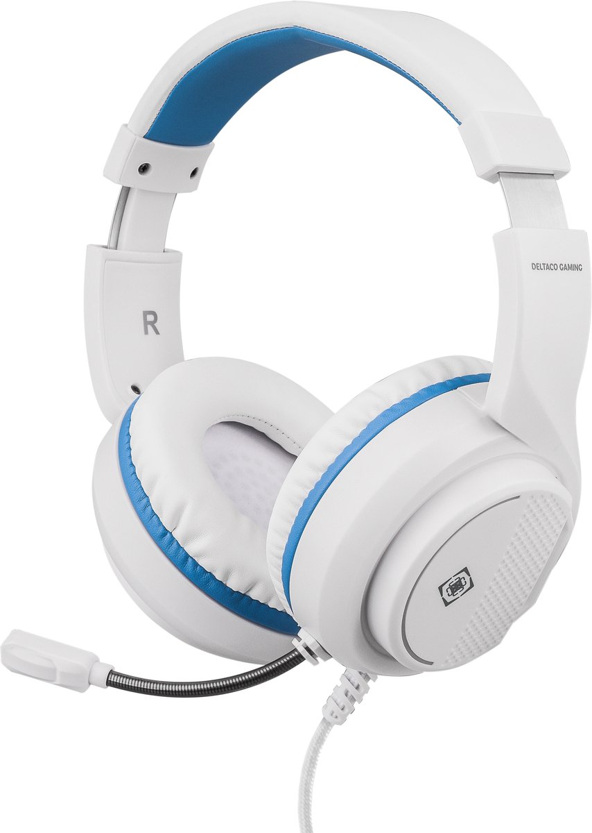 Deltaco GAM-127-W - Stereo Gaming Headset - Geschikt voor PS5 - 3.5mm Connector - Wit/Blauw