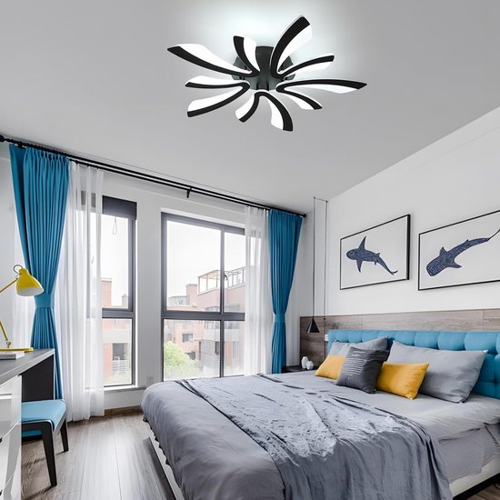 Moderne plafondlamp zwart incl. LED en dimmer- Rondas