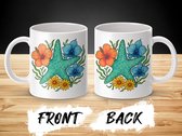Tropische Zeester Bloemen Mok, Strand Vibes, Zomer Mok, Kleurrijke Mok, Uniek Cadeau Idee, Koffie Mok