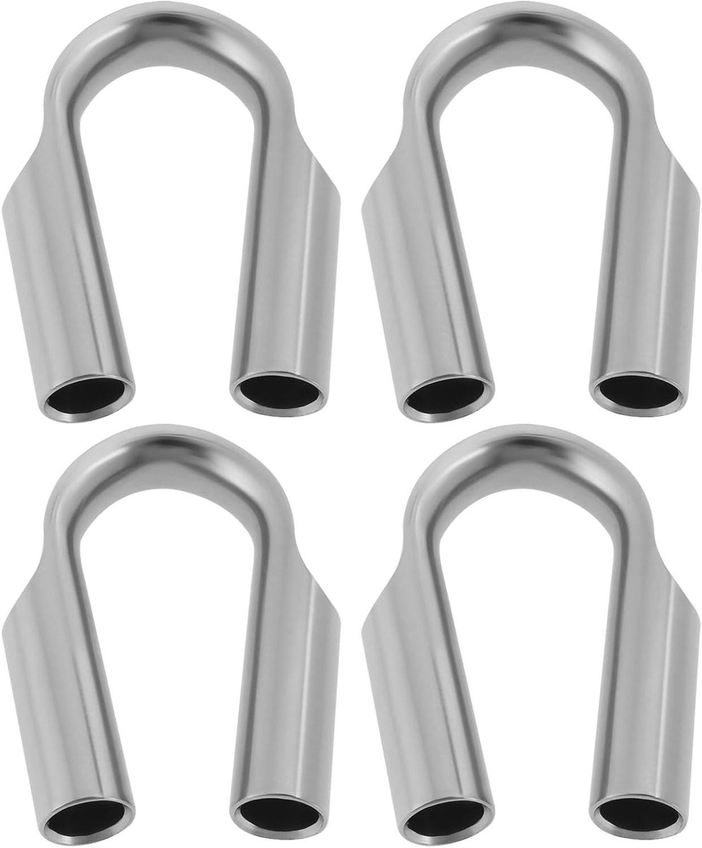 Allecto Plus - 4 Stuks RVS Draad Touw Buis met Vingerhoedje - 6mm - Voor Draad en Kabel Accessoires - 304 Zilverkleurig