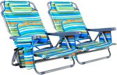 Strandstoel - Strandstoel Opvouwbaar - Campingstoel - 2 Stuks - 5 Standen - Lichtgewicht - Multifunctioneel Zijvak - Tot 120kg - 65x65x78 cm