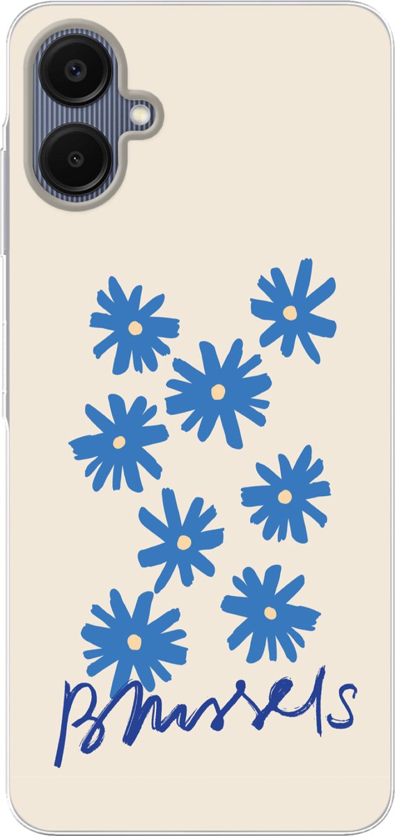 Telefoonhoesje Geschikt voor Samsung Galaxy A06 hoesje - Bloem - Design - Brussel - Minimalisme - Siliconen Telefoonhoesje Telefoonhoesje