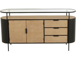 J-Line kast Ovy - ijzer - naturel/zwart