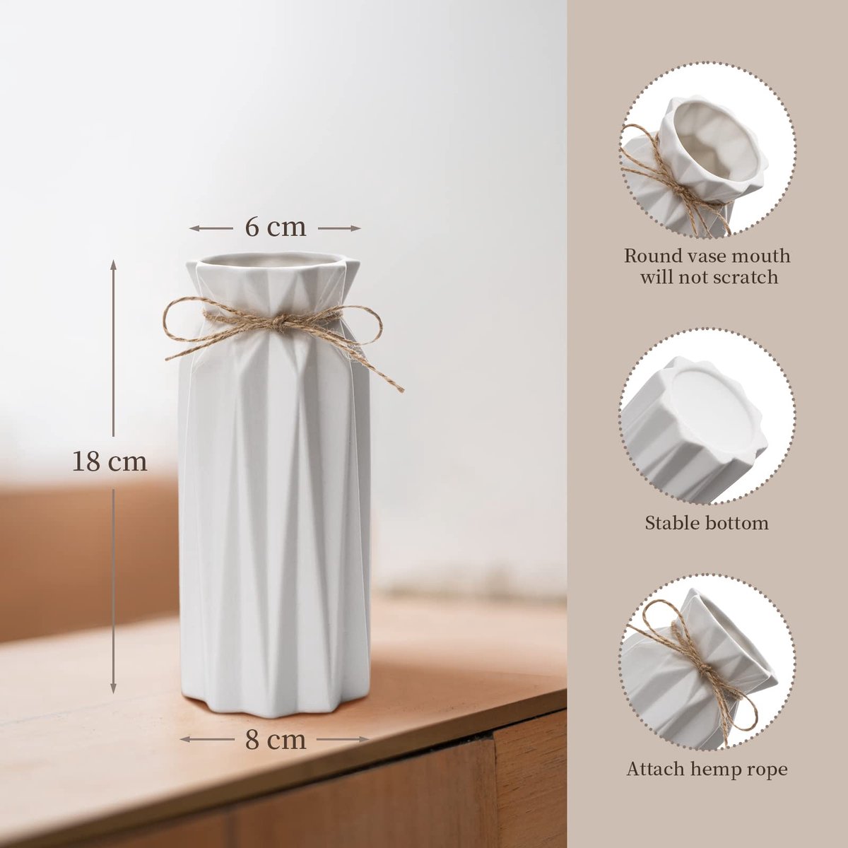 Ibenzoa® Decoratief pampasgrasboeket met keramische vaas voor veelzijdige interieurdecoratie