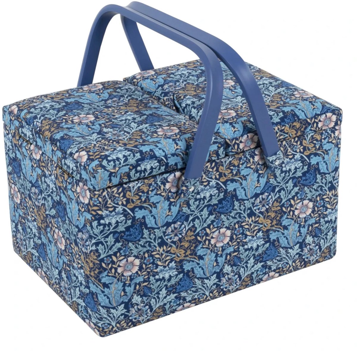 Hobby Gift Naaimand (L): Dubbele Deskel: Houtsnede Bloemen