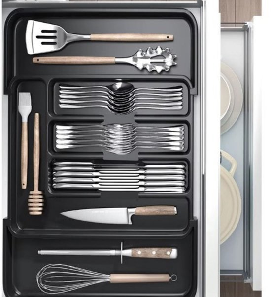 Bestekbak extensible Ruhhy - Réglable de 28 à 45 cm - Organisation parfaite de la cuisine