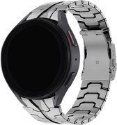 BALR Samsung Galaxy Watch RVS stalen band (zilver) – Geschikt voor Galaxy Watch 4 / 5 / 6 & Classic modellen – Luxe metalen horlogebandje van roestvrij staal met stevige vouwsluiting