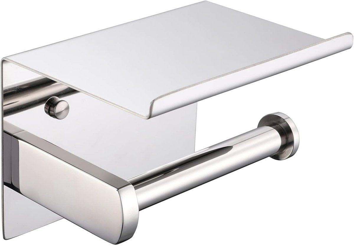 EXCITAT Toiletrolhouder - Badkamer Keuken Accessoires - Met Telefoonhouder - Zelfklevend/Wandmontage - Roestvrij staal - Geschikt voor Badkamer, Toilet, Keuken