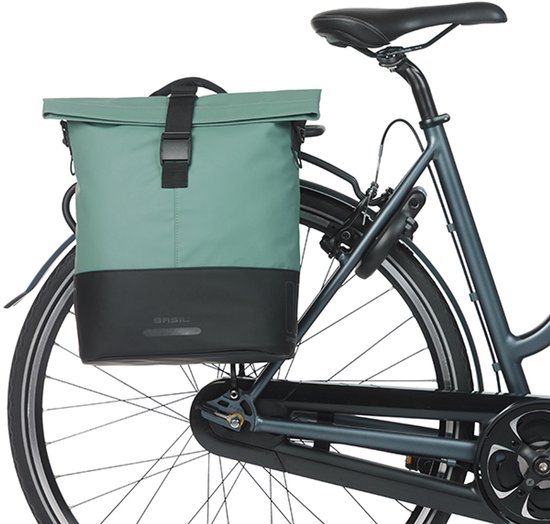 Basil Cove - Enkele fietstas - 14-16 Liter - Waterafstotend - Reflectie details - Gerecycled materiaal - MIK Hooks - groen/zwart van Basil — afbeelding 5