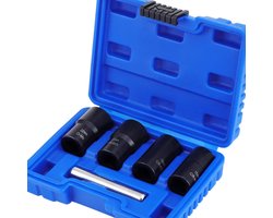 HSEAMALL 5PCS Twist Socket Set, 1/2 Inch Drive Damaged Bolt Remover, Grip Nut Extractor Socket Sets for Removal of Locking Wheel Nuts 17mm, 19mm, 21mm and 22mm