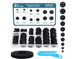 HSEAMALL 81pcs double sided rubber drum, closed hole plug firewall gasket, electric gasket ring wire protection black rubber drum