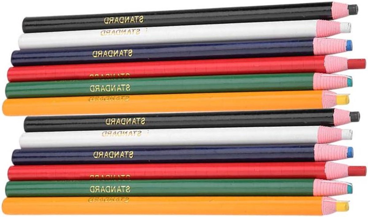 ByShane - 12 stuks Naaipotloden Kleermaker Potloden Naaimarkers Kleermakers Krijt Gemengde Kleuren - Uitwisbare Pen voor Naaisters - Stof Krijtpennen voor Thuis - Marker en Tracing Gereedschap