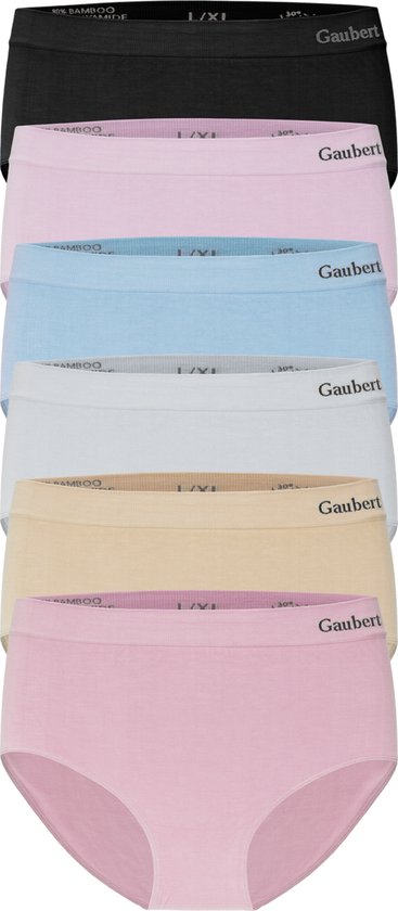 Six culottes midi sans couture en noir, rose, bleu clair, blanc, beige et rose.