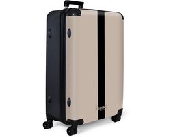 NoBoringSuitcases.com NoBoringSuitcases.com® - Koffer groot - Reiskoffer lichtgewicht - Beige met zwarte streep - Rolkoffer met 4 wielen - Grote trolley XL - 98 liter bagage