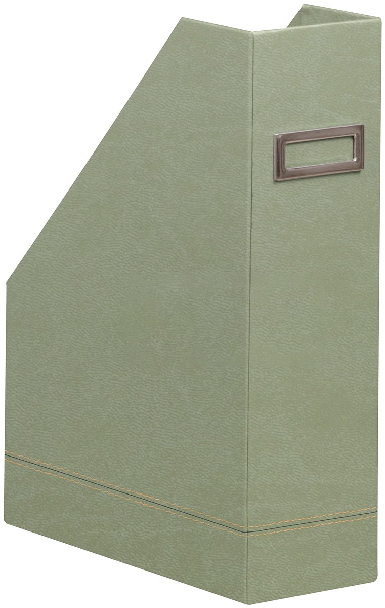 Rhodia 194547C - Tijdschriftencassette 10x25x31 cm, elegant imitatieleer, ideaal voor kranten en documenten, 1 stuk, Celadon
