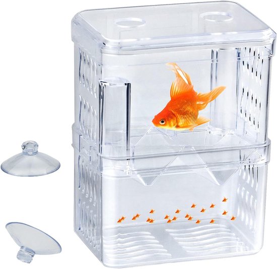 Smoakez - Aquarium Dubbellaags fokdoos voor vissen - Baby vis broederij bak - Guppy tropische vis incubator tank - 135 x 105 cm - Acryl vis isolatiedoos met zuignappen