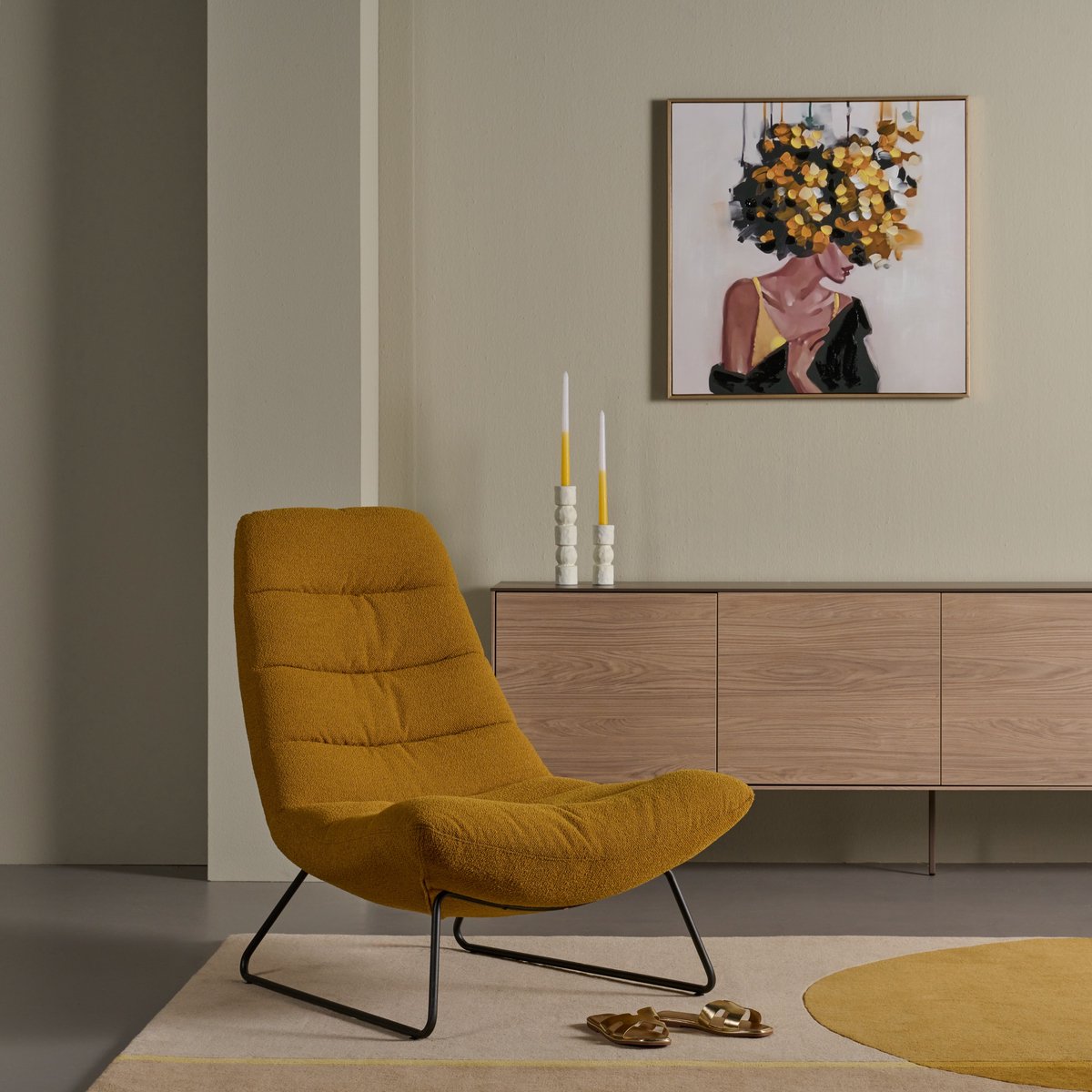 Fauteuil Oosteind - Stof - Geel - 83x97x93 cm (BxHxD)