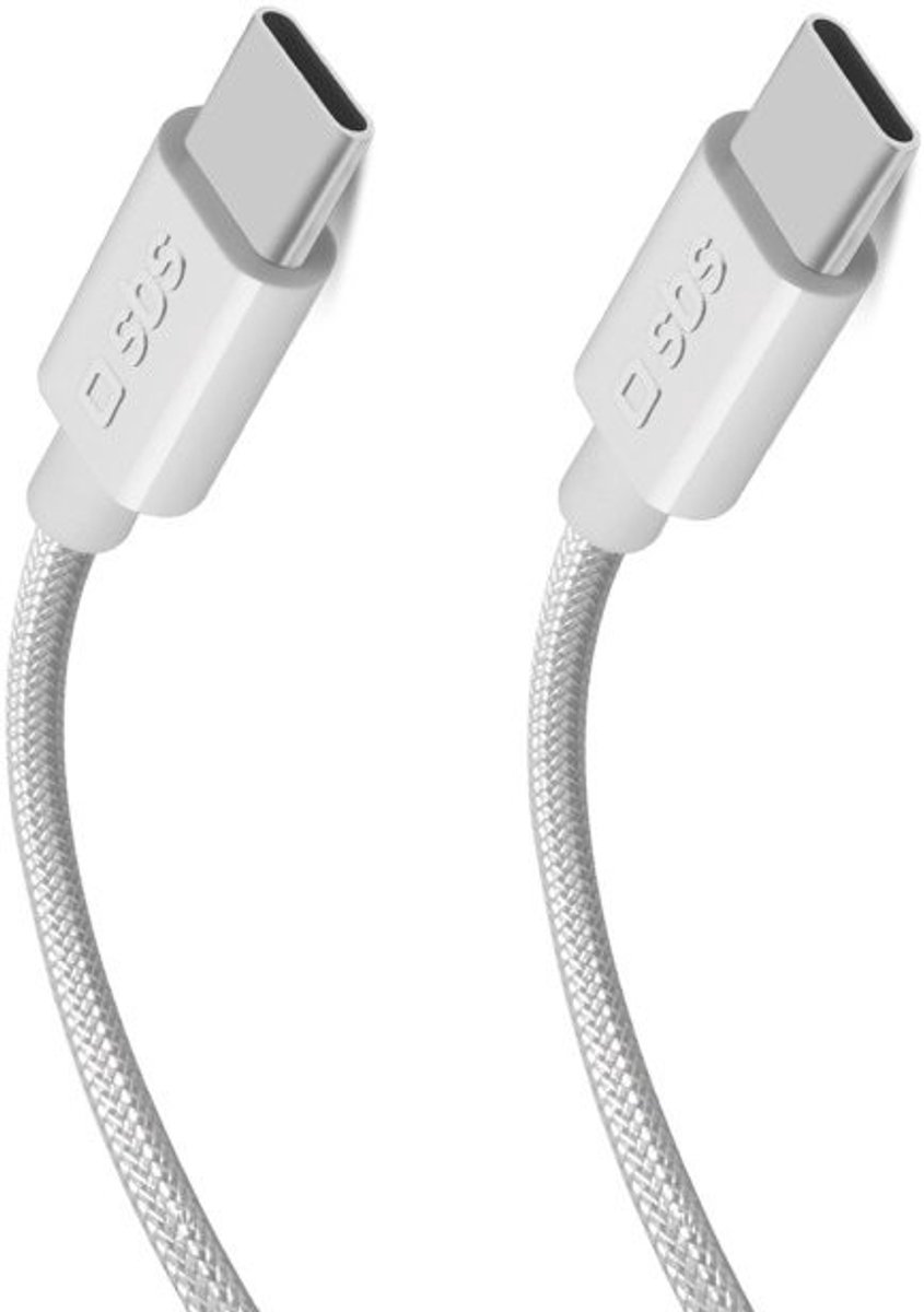 Sbs Mobile Usb-c Naar Braided 100w 1.5m Kabel 15 M Wit