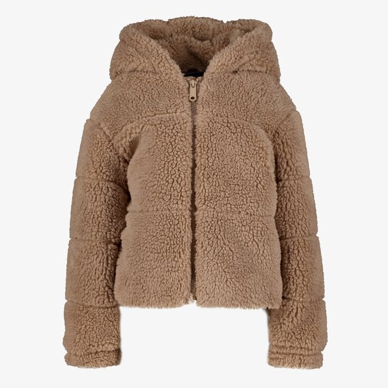 Manteau en peluche à capuche pour fille TwoDay , marron clair - Taille 122