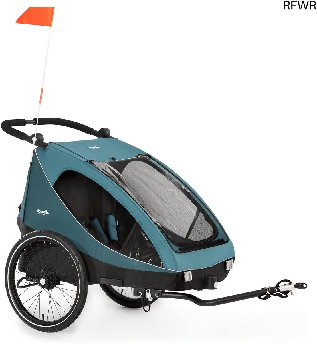 RFWR® 2-in-1 Fietskar en Buggy voor 2 Kinderen - Inklapbaar, Luchtbanden, XL Opbergruimte