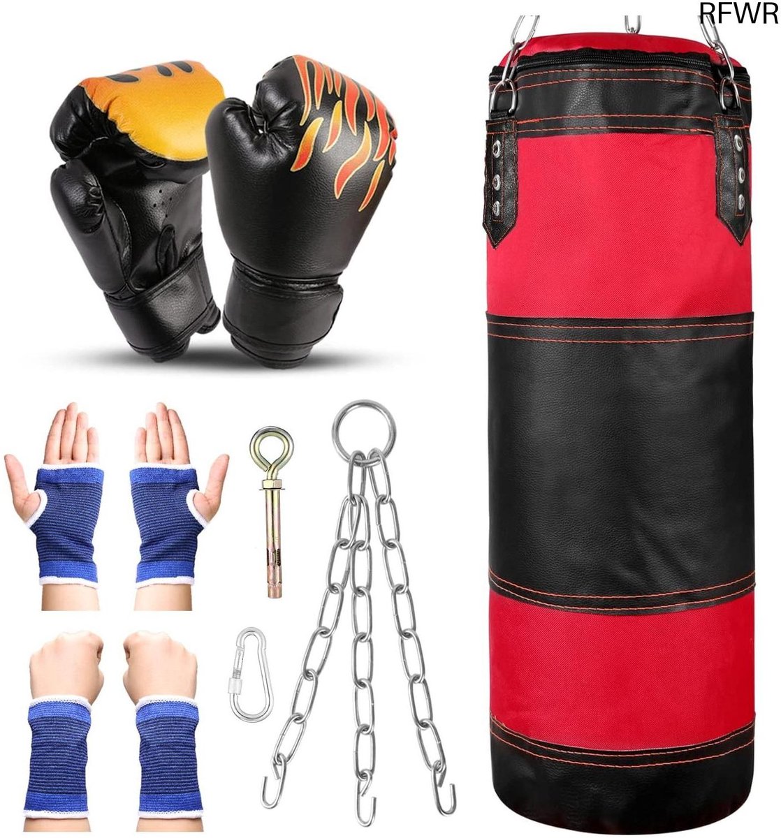 RFWR® 7-in-1 Kinder Bokszak Set met 6 oz Bokshandschoenen en Beschermers - Perfect voor Training