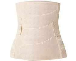 Postpartum buikwrap riem voor postpartale ondersteuning - taille rug en buik - beige - maat L - zwangerschap recovery girdle - buikband met 4 segmenten - steunriem.