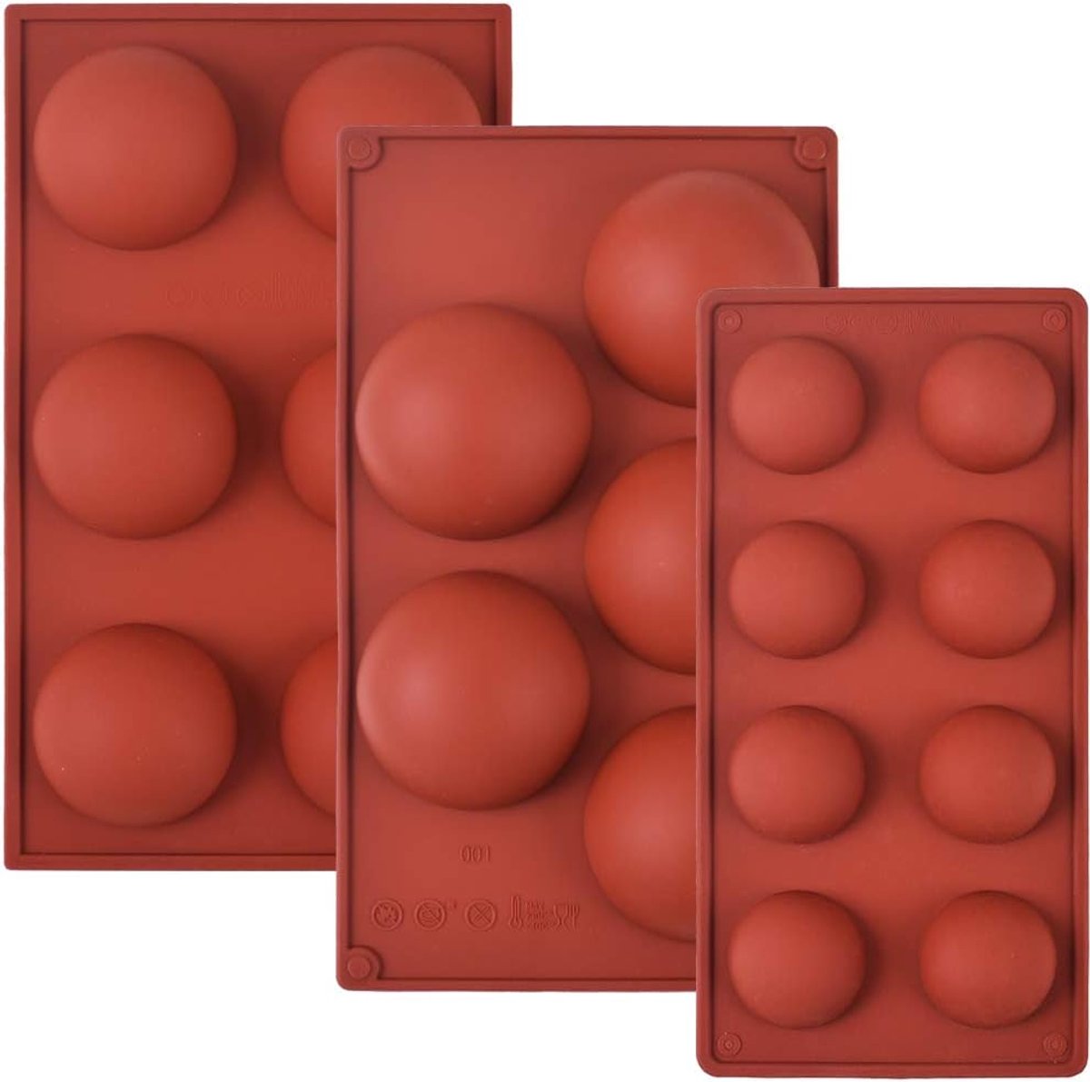 Set van 3 siliconen matrijzen - Voor chocolade, cake en zeep - Meerkleurig