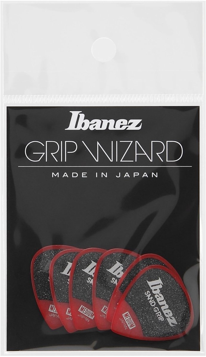 Ibanez PPA16MSG Sand-Grip Short Teardrop Guitar Pick Red 0.8mm (6-Pack) - Plectrum set